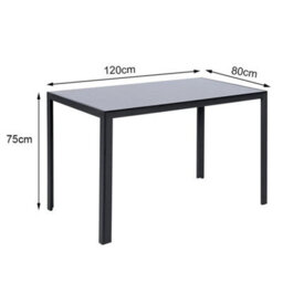 Black Tempered Glass Dining Table Desk Kitchen Furniture With Metal Legs Home - thumbnail 2