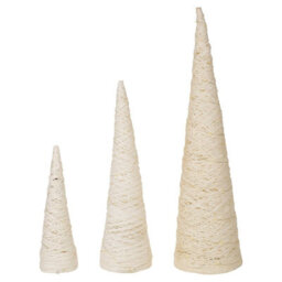 Urbn-Living Urbnliving 40Cm Led Light Up Christmas Tree White With Glitter Single Cone Pyramids Glitter Fairy Lights Ornament - thumbnail 4