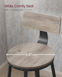 Songmics Set Of 2 Kitchen Counter Chairs With High Backrest, Tall Bar Seats, Steel Frame, Industrial, Greige And Black - thumbnail 3