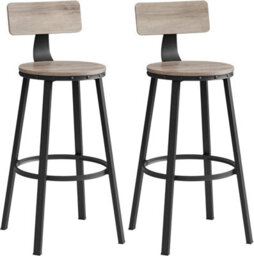 Songmics Set Of 2 Kitchen Counter Chairs With High Backrest, Tall Bar Seats, Steel Frame, Industrial, Greige And Black - thumbnail 7