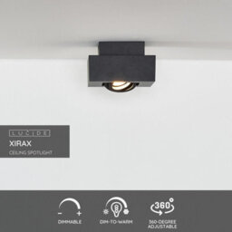 Lucide Xirax Modern Ceiling Spotlight - Led Dim To Warm - Gu10 - 1X5W 2200K/3000K - Black - thumbnail 2
