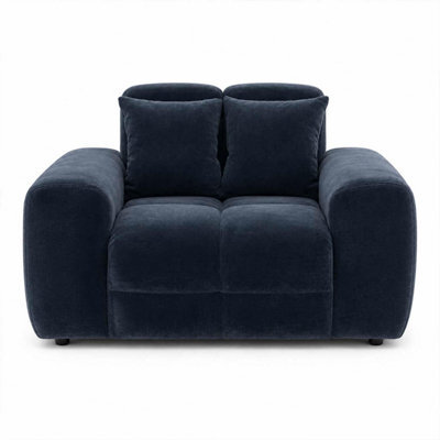 Furnishings For Less UK Jenson Black Plush Velvet Armchair With Deep Seat & Thick Boxed Arms - image 1