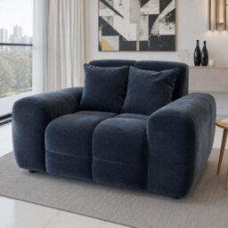Furnishings For Less UK Jenson Black Plush Velvet Armchair With Deep Seat & Thick Boxed Arms - thumbnail 3