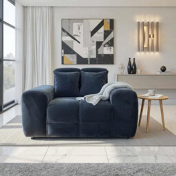 Furnishings For Less UK Jenson Black Plush Velvet Armchair With Deep Seat & Thick Boxed Arms - thumbnail 2