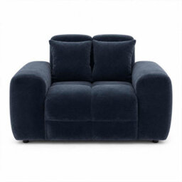 Furnishings For Less UK Jenson Black Plush Velvet Armchair With Deep Seat & Thick Boxed Arms - thumbnail 1