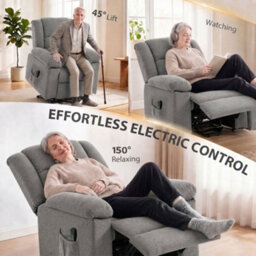 Homcom Oversized Riser Recliner Chair With Vibration Massage And Heat, Grey - thumbnail 4