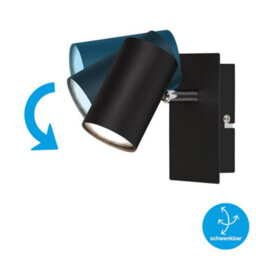 Briloner Black Wall Light Spotlight Gu10 1 Way Adjustable Metal Indoor Lamp 123mm Ip20 - thumbnail 5
