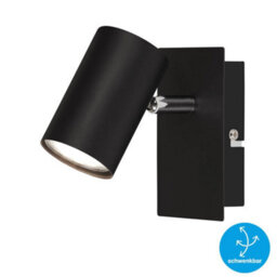 Briloner Black Wall Light Spotlight Gu10 1 Way Adjustable Metal Indoor Lamp 123mm Ip20 - thumbnail 3