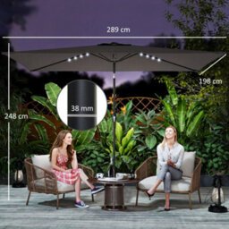 Outsunny 3 X 2 M Garden Parasol Umbrella With Light, Outdoor Patio Umbrella - thumbnail 3