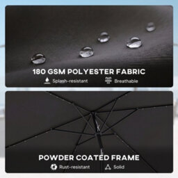 Outsunny 3 X 2 M Garden Parasol Umbrella With Light, Outdoor Patio Umbrella - thumbnail 7