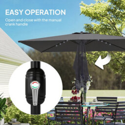 Outsunny 3 X 2 M Garden Parasol Umbrella With Light, Outdoor Patio Umbrella - thumbnail 9