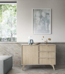 Arte Elegant Forest Sideboard Cabinet H800mm W1060mm D380mm In Beige & Oak Scandi - A Perfect Blend Of Functionality And Style - thumbnail 7