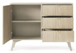 Arte Elegant Forest Sideboard Cabinet H800mm W1060mm D380mm In Beige & Oak Scandi - A Perfect Blend Of Functionality And Style - thumbnail 2