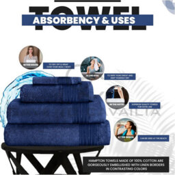 Gc Gaveno Cavailia Hampton Royal 4 Pack Bath Towel 70X120 Blue Egyptian Cotton Premier Super Absorbent Towel - thumbnail 3