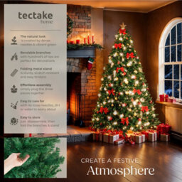 Tectake Christmas Tree Dasher - Artificial Christmas Tree In Green With Lifelike Look - 230 Cm - Green - thumbnail 2