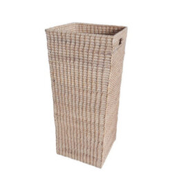 Dibor Traditional Square Whitewash Rattan Umbrella Stand Basket - thumbnail 2