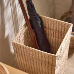 Dibor Traditional Square Whitewash Rattan Umbrella Stand Basket - thumbnail 4