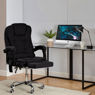 Neo Black Fabric Office Gaming Computer Recliner Massage Chair With Footrest - image 1