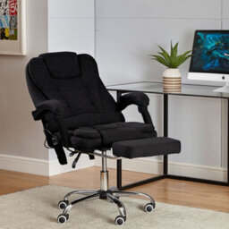 Neo Black Fabric Office Gaming Computer Recliner Massage Chair With Footrest - thumbnail 3