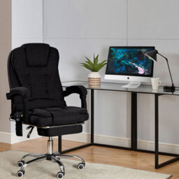 Neo Black Fabric Office Gaming Computer Recliner Massage Chair With Footrest - thumbnail 2