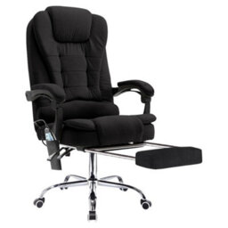 Neo Black Fabric Office Gaming Computer Recliner Massage Chair With Footrest - thumbnail 4