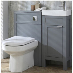 Homestylestore Light Grey 400mm Bathroom Vanity And Wc Unit With Square Back To Wall Toilet Pan And Chrome Pull Handle - thumbnail 1