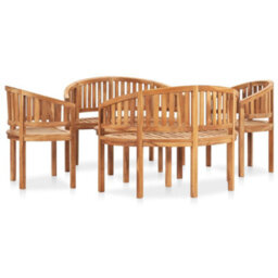 Berkfield 5 Piece Banana Garden Lounge Set Solid Teak Wood