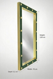 Top Ceramics Designer Wall Mirror (L)120 X (W)70 Cm Gold Aluminium Frame With Bottle Green Leather - thumbnail 5