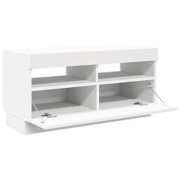 Berkfield Modern Tv Cabinet With Led Lights White 80X35X40 Cm - thumbnail 8