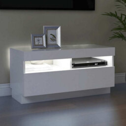 Berkfield Modern Tv Cabinet With Led Lights White 80X35X40 Cm - thumbnail 5