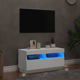 Berkfield Modern Tv Cabinet With Led Lights White 80X35X40 Cm - thumbnail 2