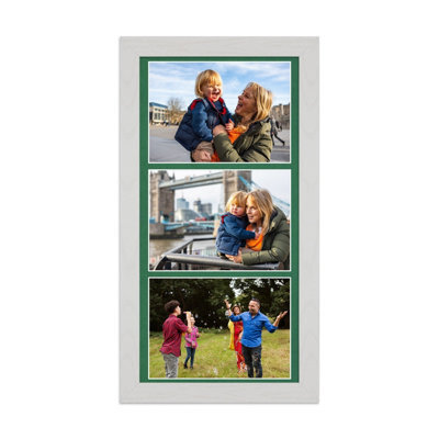 AK Frames 16X8 White Ash Modern Multi Photo Frame With Emerald Mount - Holds 3 Apertures (3X) 7X5 Photos - image 1