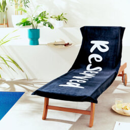 Catherine Lansfield Reserved Black/white Beach Towel Lounger 76X200Cm