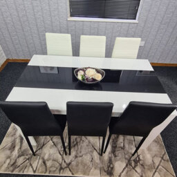 Kosy Koala Modern White And Black Dining Table Set With 6 Mix Chairs Dining Room Furniture - thumbnail 7