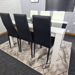 Kosy Koala Modern White And Black Dining Table Set With 6 Mix Chairs Dining Room Furniture - thumbnail 5