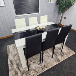 Kosy Koala Modern White And Black Dining Table Set With 6 Mix Chairs Dining Room Furniture - thumbnail 1