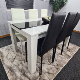 Kosy Koala Modern White And Black Dining Table Set With 6 Mix Chairs Dining Room Furniture - thumbnail 2