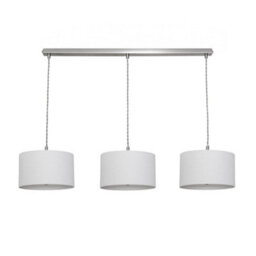 Valuelights Reni Grey Drum Shade 3 Drop Bar Chrome Diner Ceiling Pendant Light With Bulbs - thumbnail 2