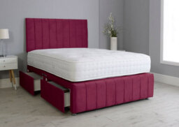 Comfy Deluxe 2Ft6 Ibex Maroon Plush Divan Bed Set 2 Drawers Right Side