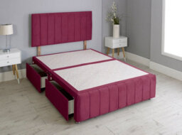 Comfy Deluxe 2Ft6 Ibex Maroon Plush Divan Bed Set 2 Drawers Right Side - thumbnail 2