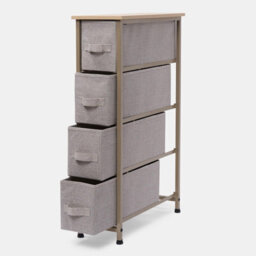 OHS Narrow 4 Drawer Storage Cabinet Bedside Table Clothes Home Organiser, Beige - thumbnail 7