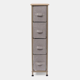 OHS Narrow 4 Drawer Storage Cabinet Bedside Table Clothes Home Organiser, Beige - thumbnail 5
