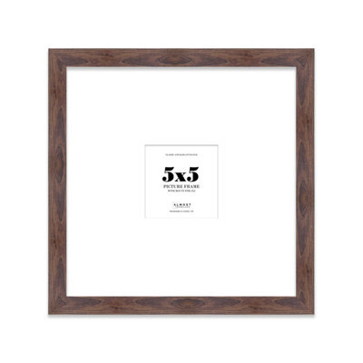"5X5"" Walnut Picture Frame - 5X5"" Square Frame With 2X2"" Mount For 5X5""/2X2"" Pictures Classic Style Room Decor, 1 Pack" - image 1