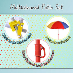 Relsy Kids Outdoor Patio Set: Table, 2X Chairs, Parasol - Multicoloured Garden Furniture For Children - thumbnail 5