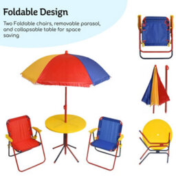 Relsy Kids Outdoor Patio Set: Table, 2X Chairs, Parasol - Multicoloured Garden Furniture For Children - thumbnail 3