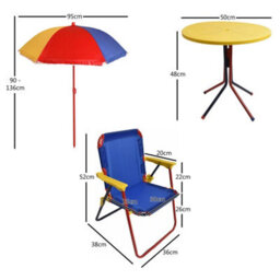Relsy Kids Outdoor Patio Set: Table, 2X Chairs, Parasol - Multicoloured Garden Furniture For Children - thumbnail 4