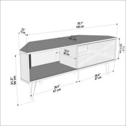 Decorotika Modern Mora Corner Tv Unit Sapphire Oak And White - thumbnail 8