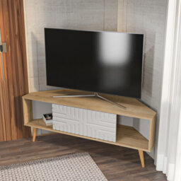 Decorotika Modern Mora Corner Tv Unit Sapphire Oak And White - thumbnail 4