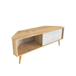 Decorotika Modern Mora Corner Tv Unit Sapphire Oak And White - thumbnail 7