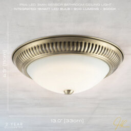 Happy Homewares Modern Led Ip44 Flush Ceiling Light In Antique Brass With Sensor - thumbnail 7